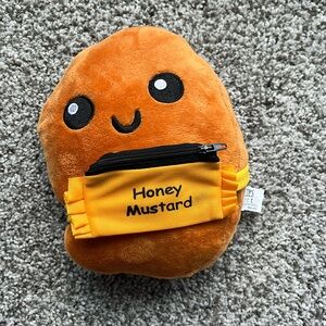 NWOT Ideal Toys Chicken Nugget Stuffed Plush Honey Mustard Zippered Pouch